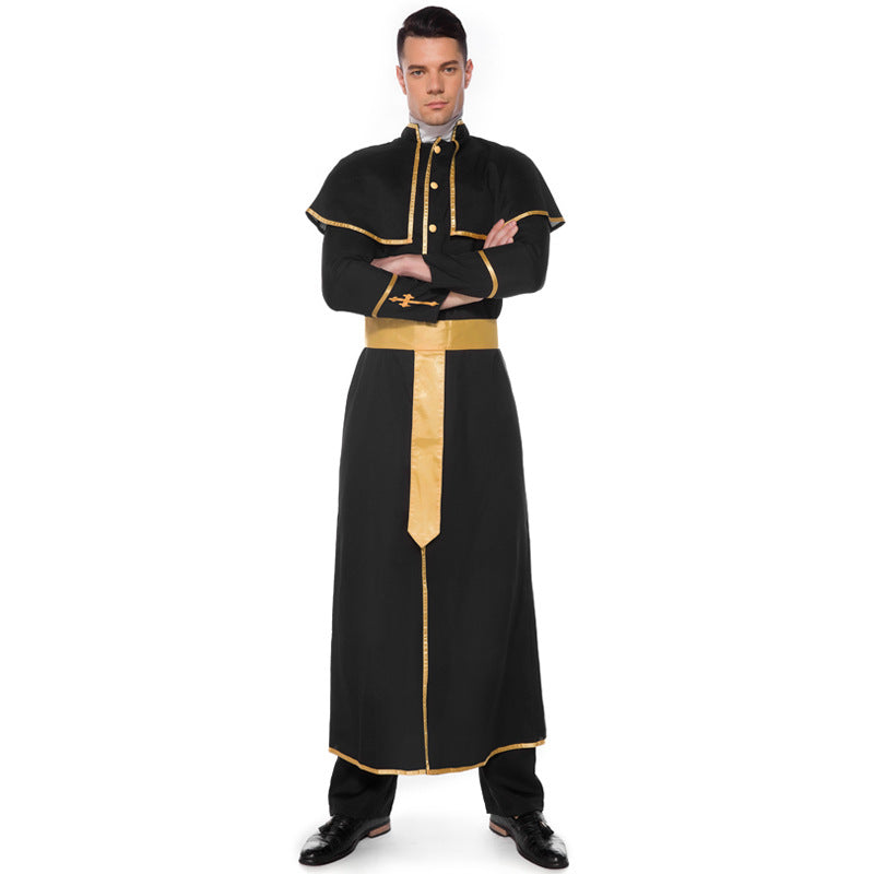 Men's Black Long-Sleeve Costume Robe