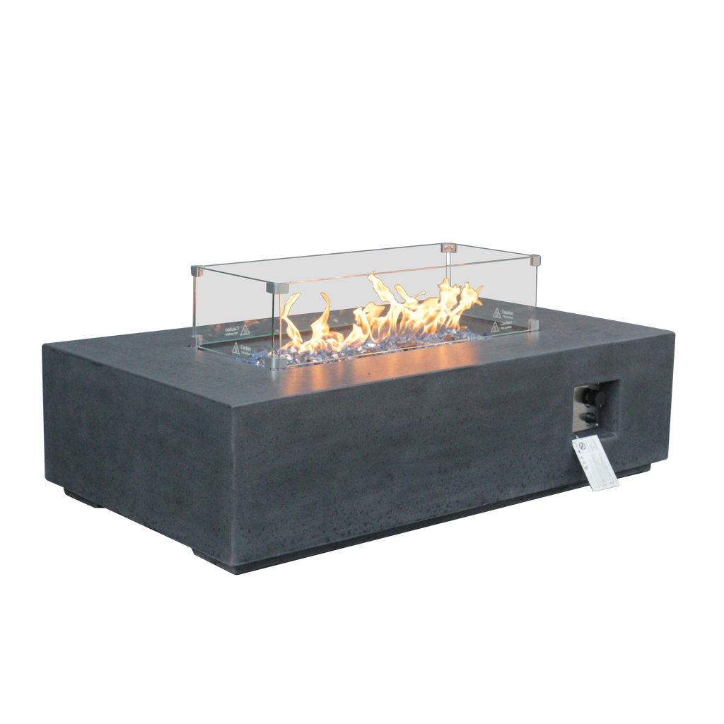 52-Inch Concrete Propane Fire Pit Table, Dark Gray