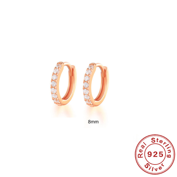 Round Stud Earrings in 925 Sterling Silver – Multiple Colors & Sizes
