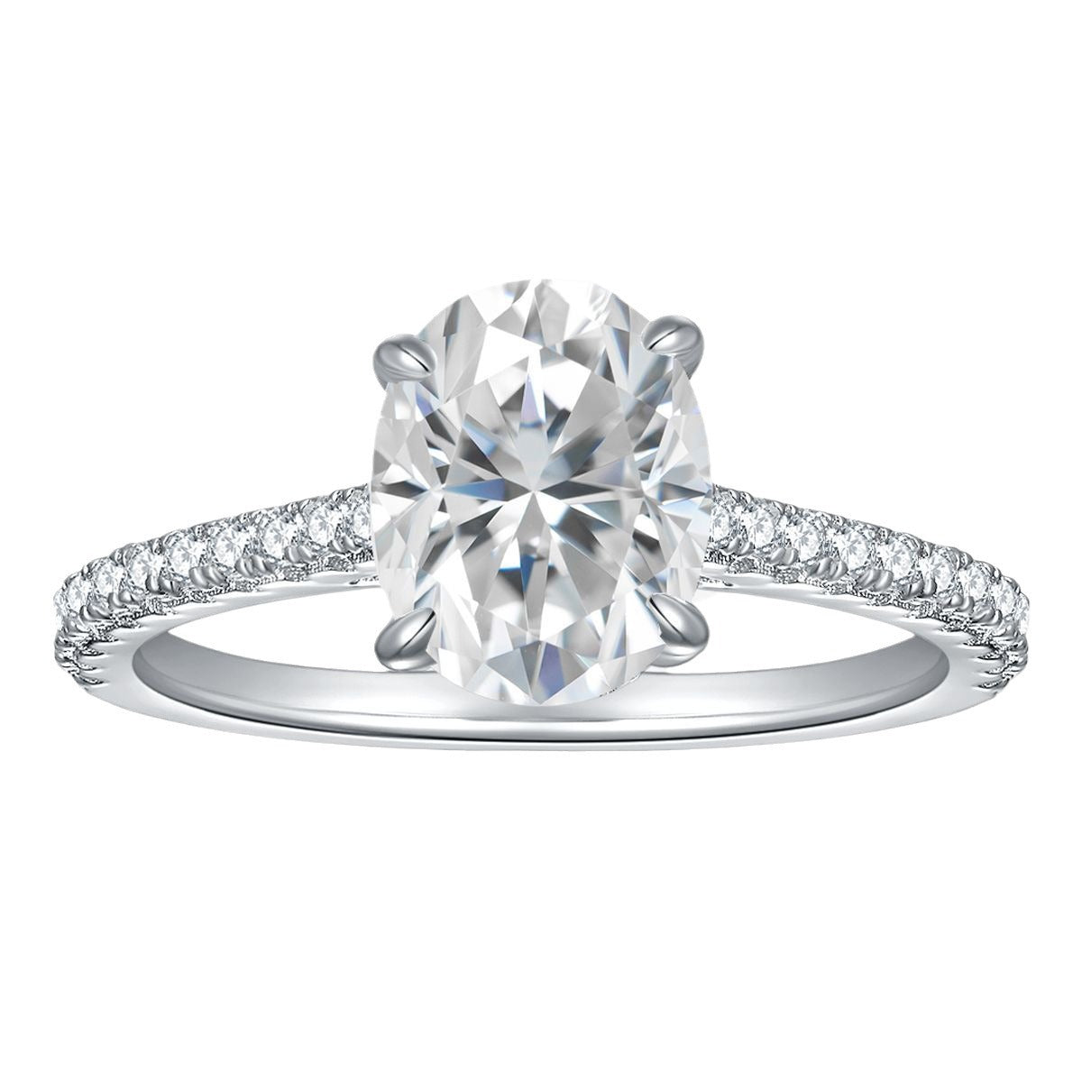 Oval Moissanite Engagement Ring | S925 Silver | Four-Prong French Style