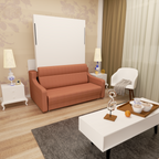 Modern Vertical Murphy Bed with Sofa & Storage | Full Size