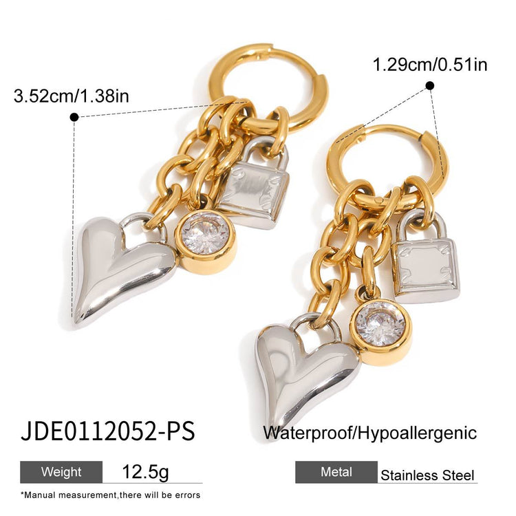 Heart-Shaped Stainless Steel Earrings – Gold Tone