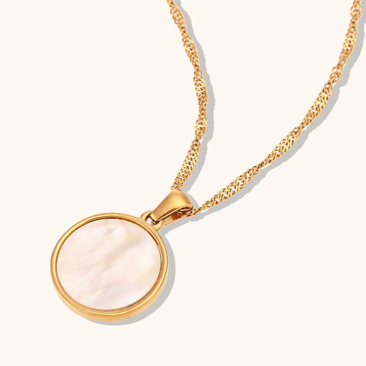 Sun, Moon & Stars Round Pendant Necklace – Stainless Steel