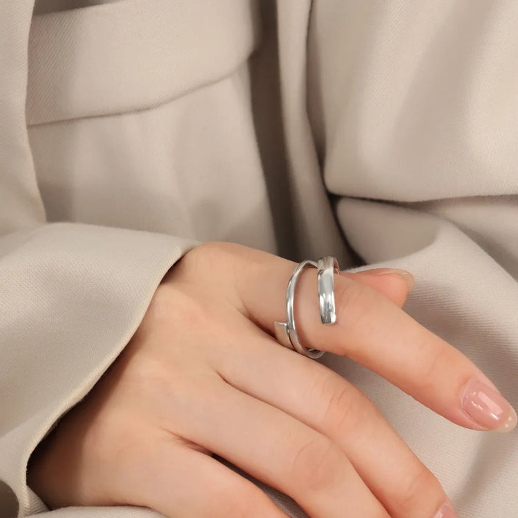 Layered Wrap Titanium Steel Ring – Gold or Silver Tone