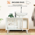 Bathroom sink cabinet, with cat trash can shell, hidden garbage pet bathroom, with partition, wooden cabinet furniture, white