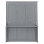 Queen Size Murphy Bed with Fold-Down Desk Shelf, Gray