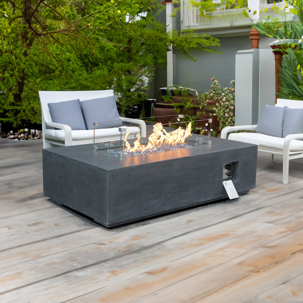 52-Inch Concrete Propane Fire Pit Table, Dark Gray
