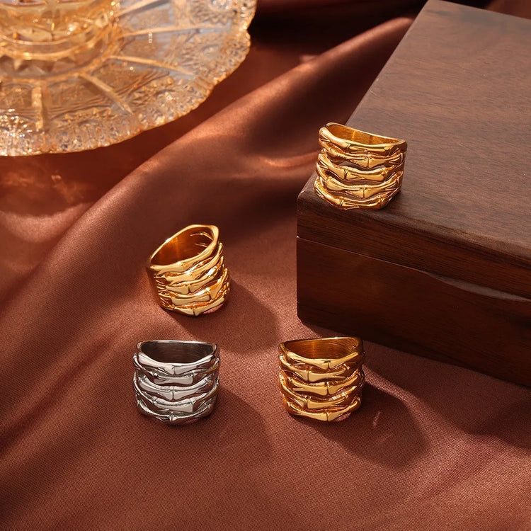 Multi-Layer Titanium Steel Ring – Gold or Silver Tone