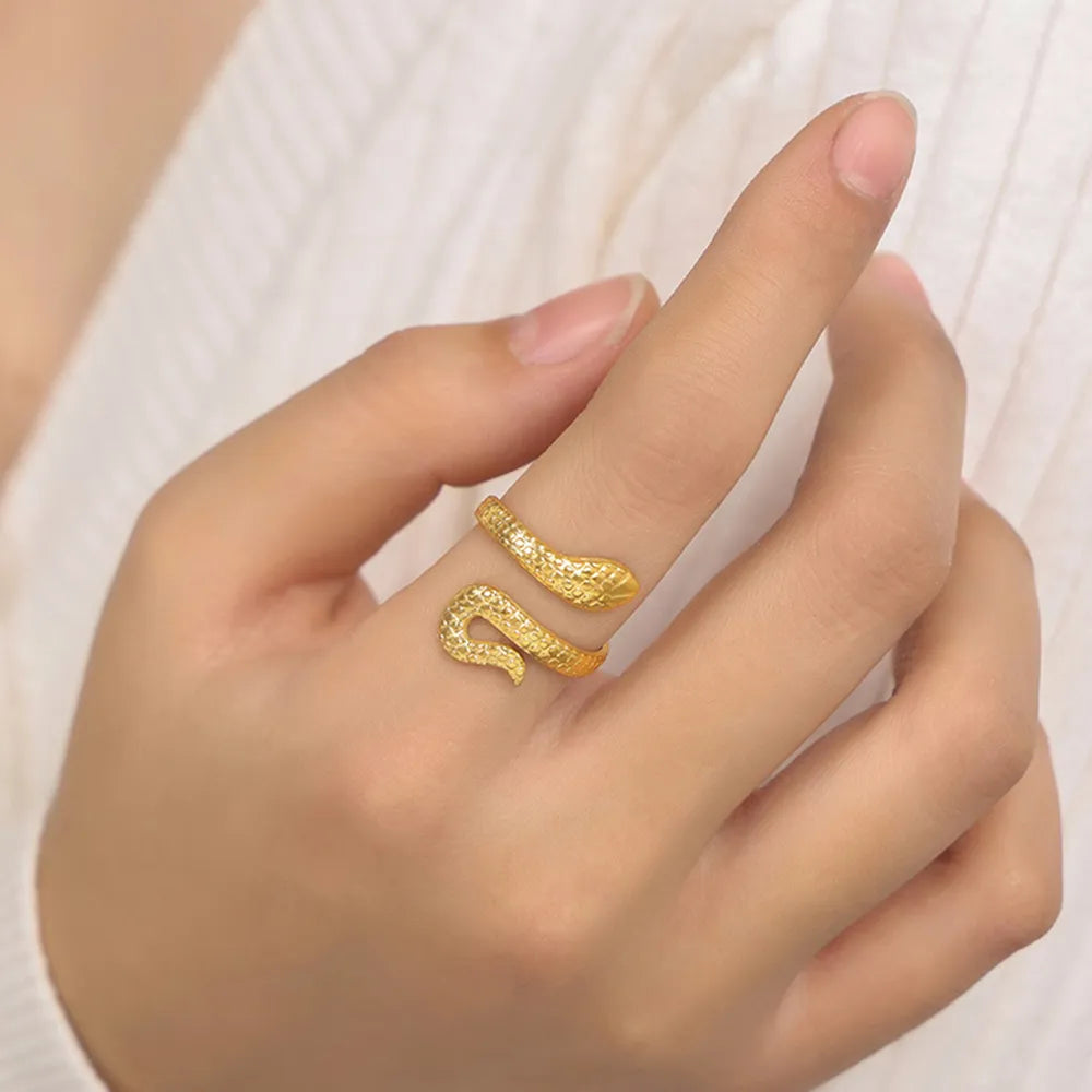Snake-Inspired Titanium Steel Bypass Ring – Three Styles
