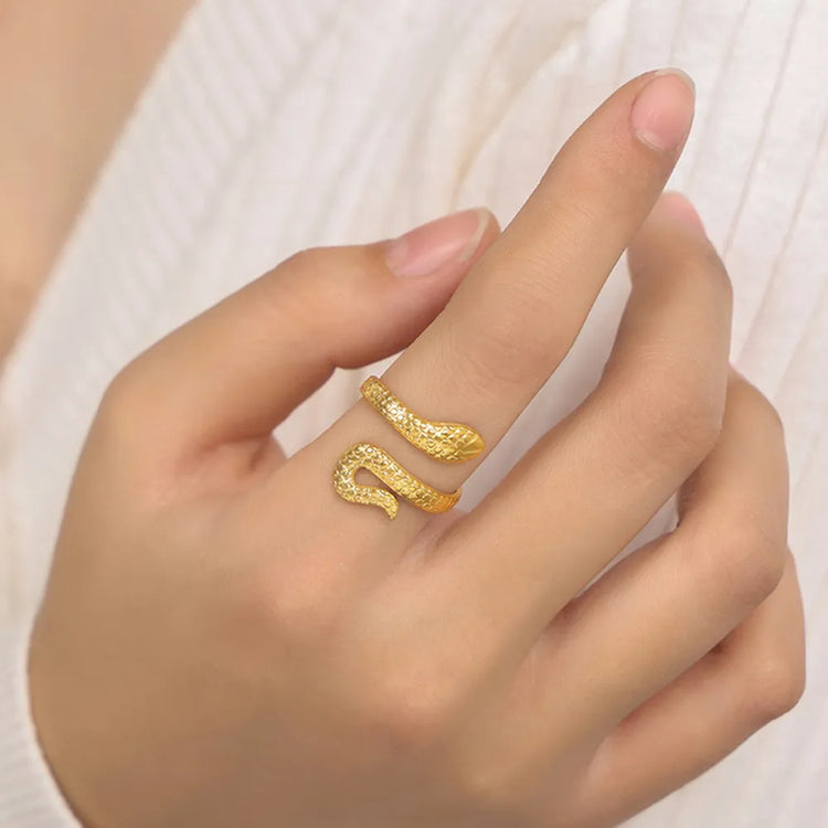 Snake-Inspired Titanium Steel Bypass Ring – Three Styles