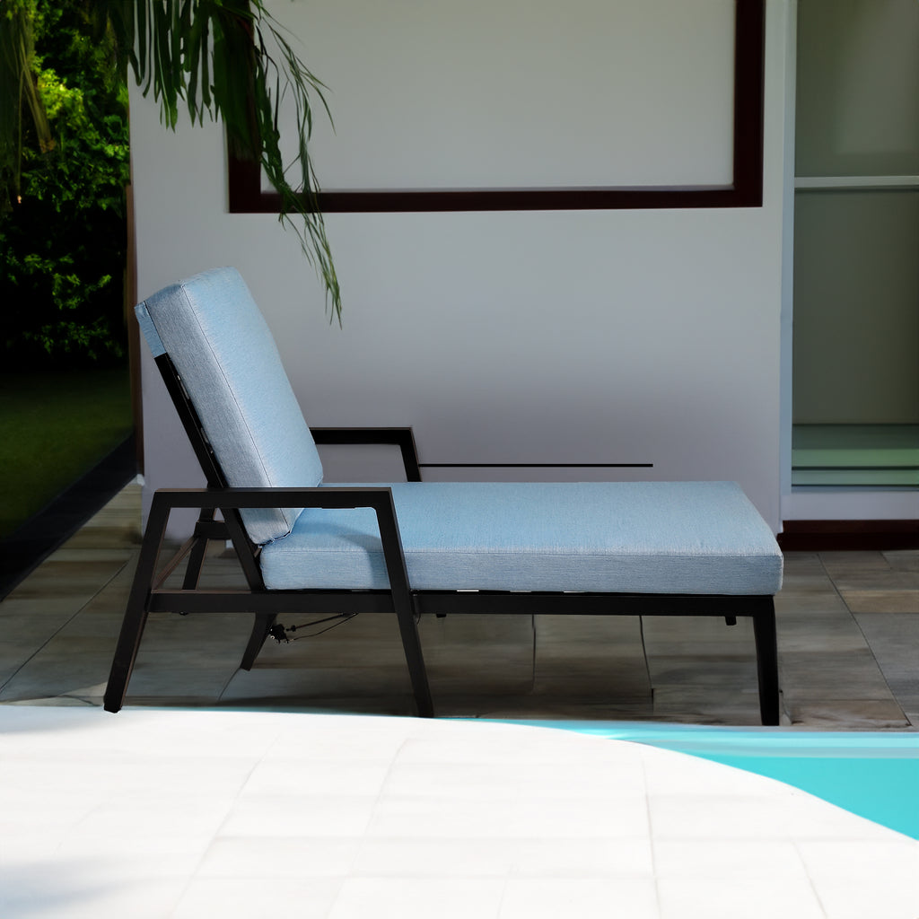 3-Piece Outdoor Aluminum Chaise Lounge Set with End Table | Sunbrella Cushions