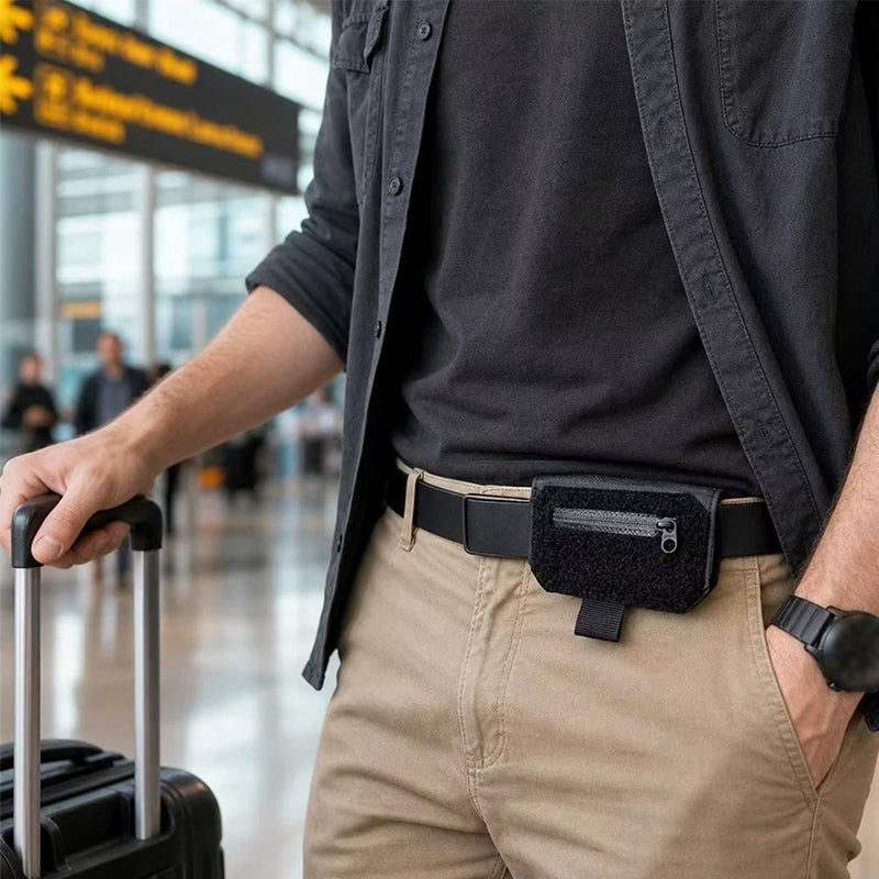 Black Oxford Cloth Mini Belt Wallet