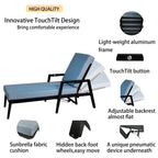 3-Piece Outdoor Aluminum Chaise Lounge Set with End Table | Sunbrella Cushions