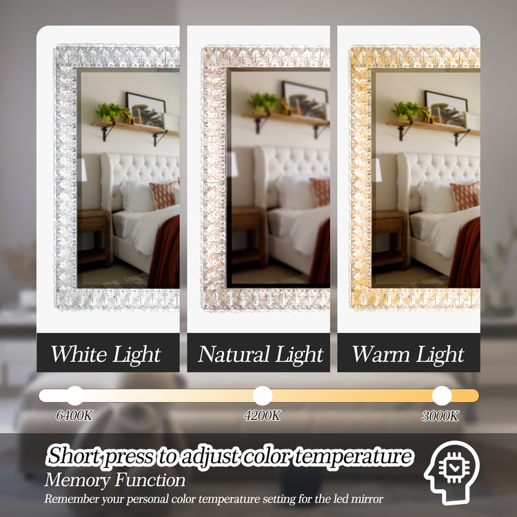 Crystal LED Makeup Mirror with Dimmable Lighting
