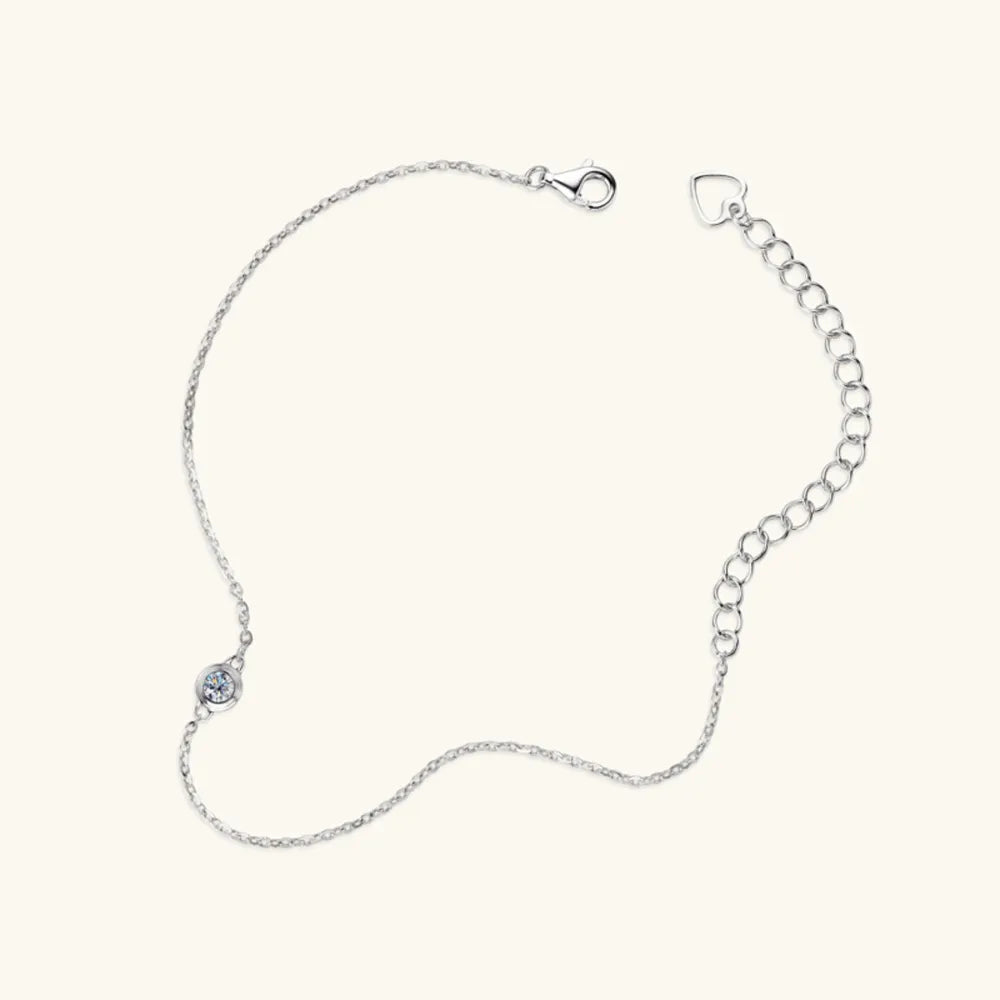 Moissanite Sterling Silver Bracelet – 16.5 cm + 5 cm Extension