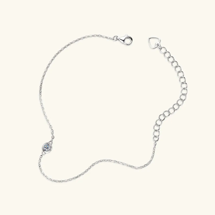 Moissanite Sterling Silver Bracelet – 16.5 cm + 5 cm Extension