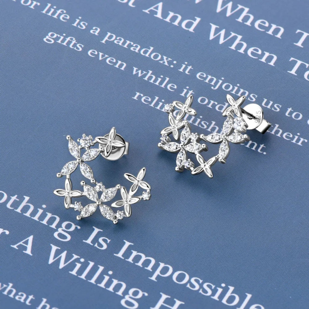 Lucky Clover Moissanite Earrings in 925 Sterling Silver