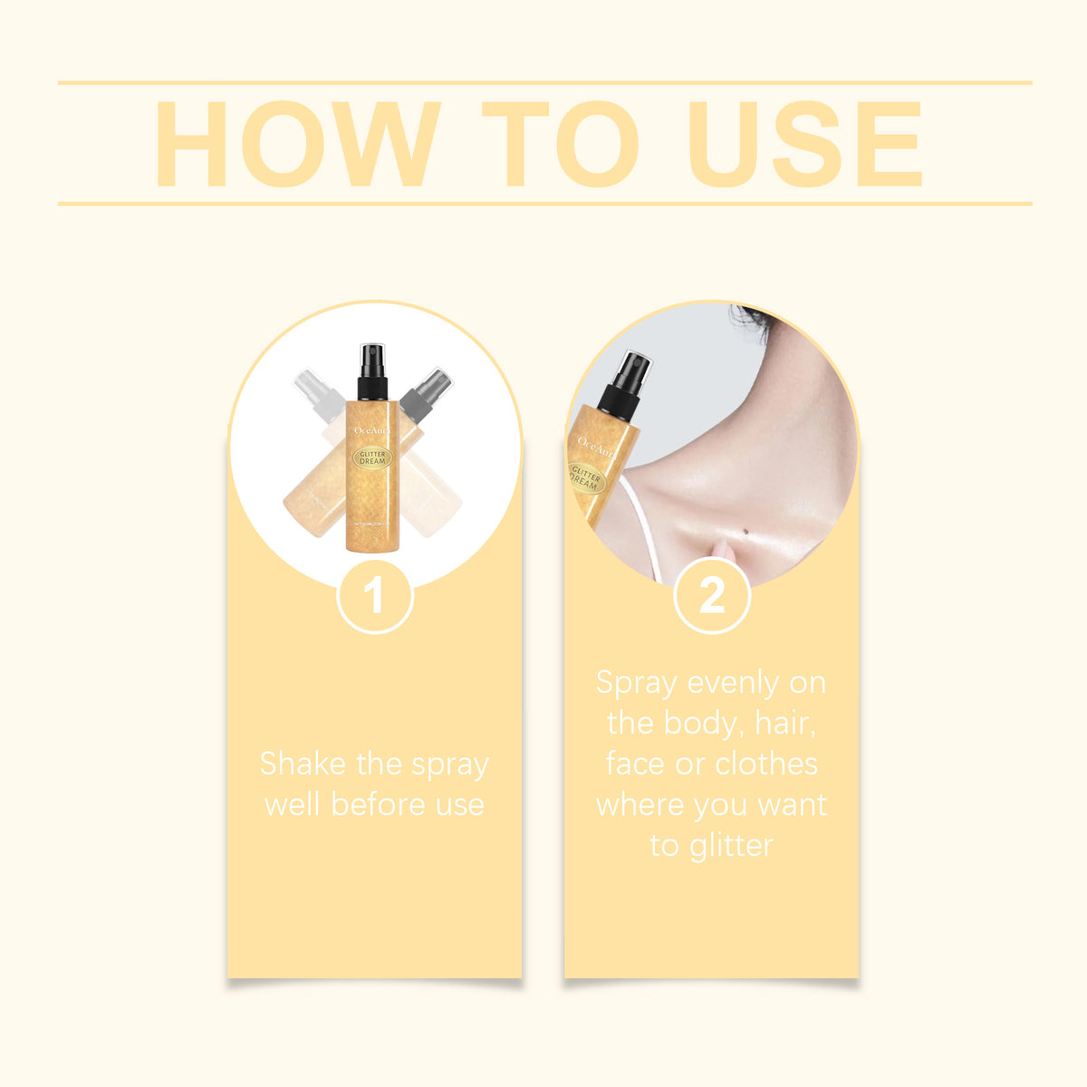 OceAura Body Glitter Spray Natural Stereoscopic Long-Lasting Shiny Hair Body Collarbone Highlighter Spray