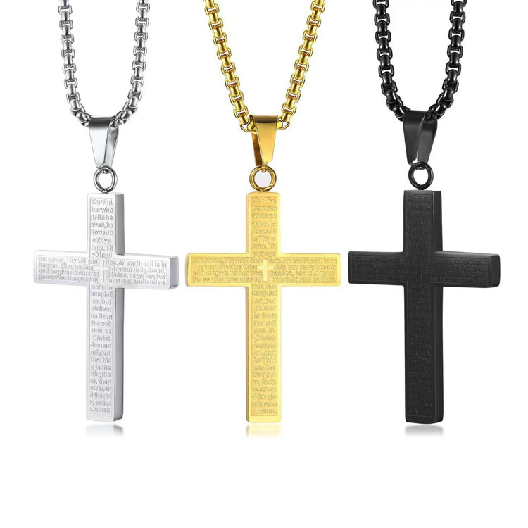 Scripture Cross Pendant Titanium Steel Necklace