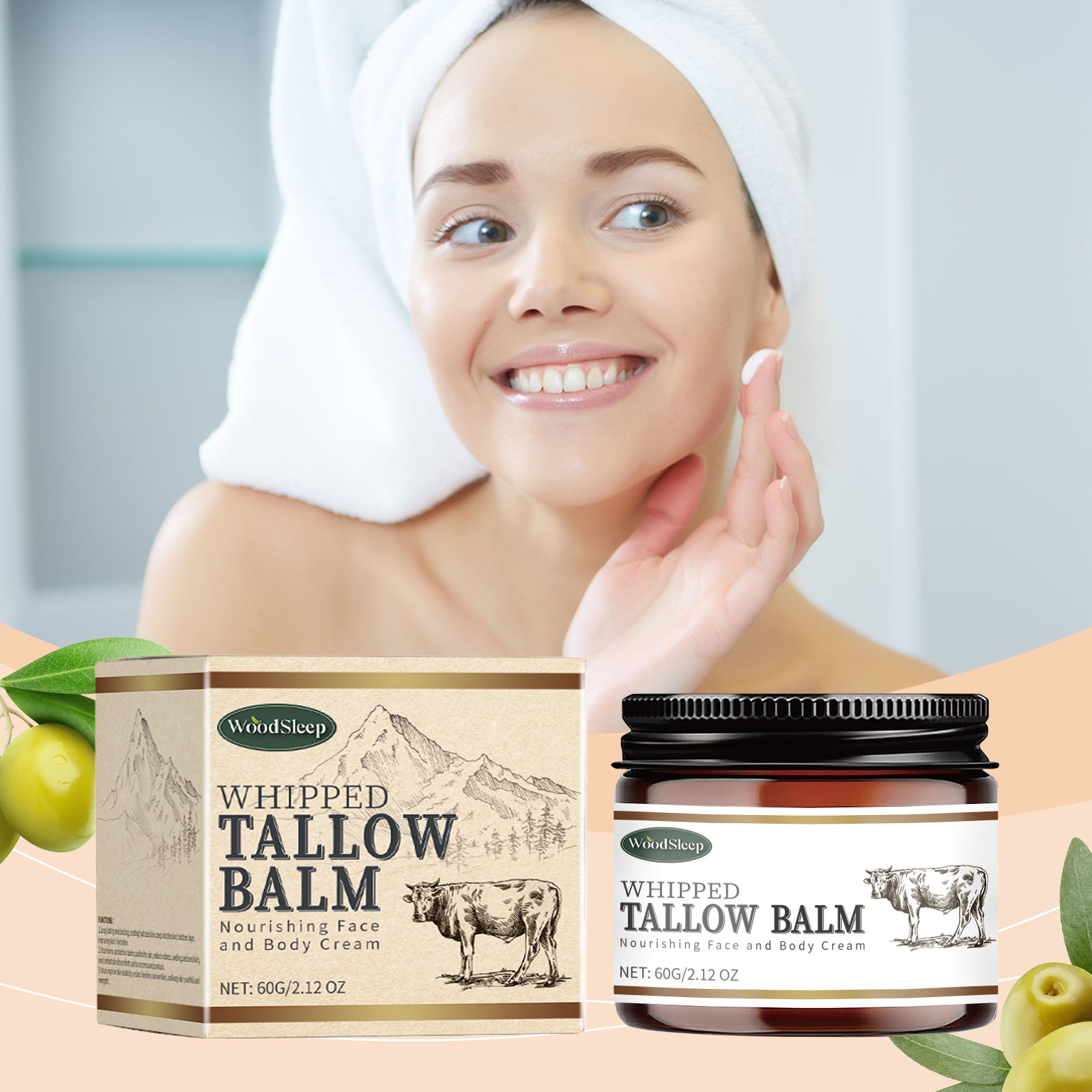 WoodSleep Manual Tallow Cream, Moisturizing And Smoothing Skin Care Body Cream