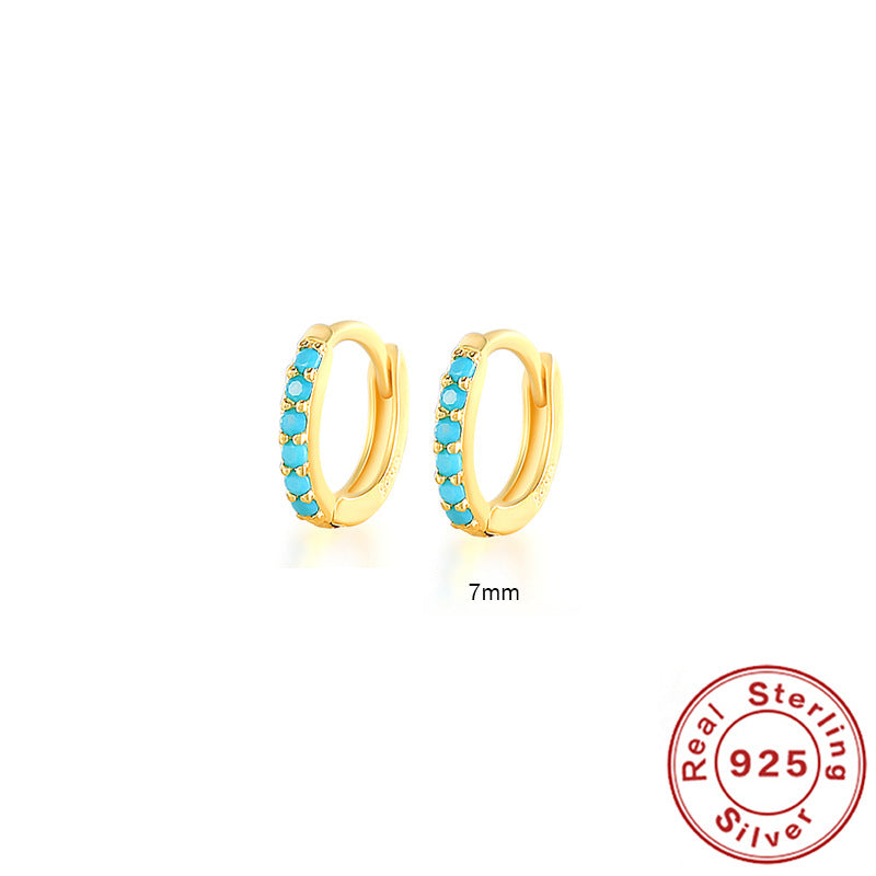 Round Stud Earrings in 925 Sterling Silver – Multiple Colors & Sizes
