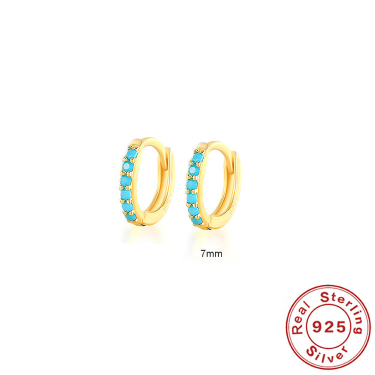 Round Stud Earrings in 925 Sterling Silver – Multiple Colors & Sizes