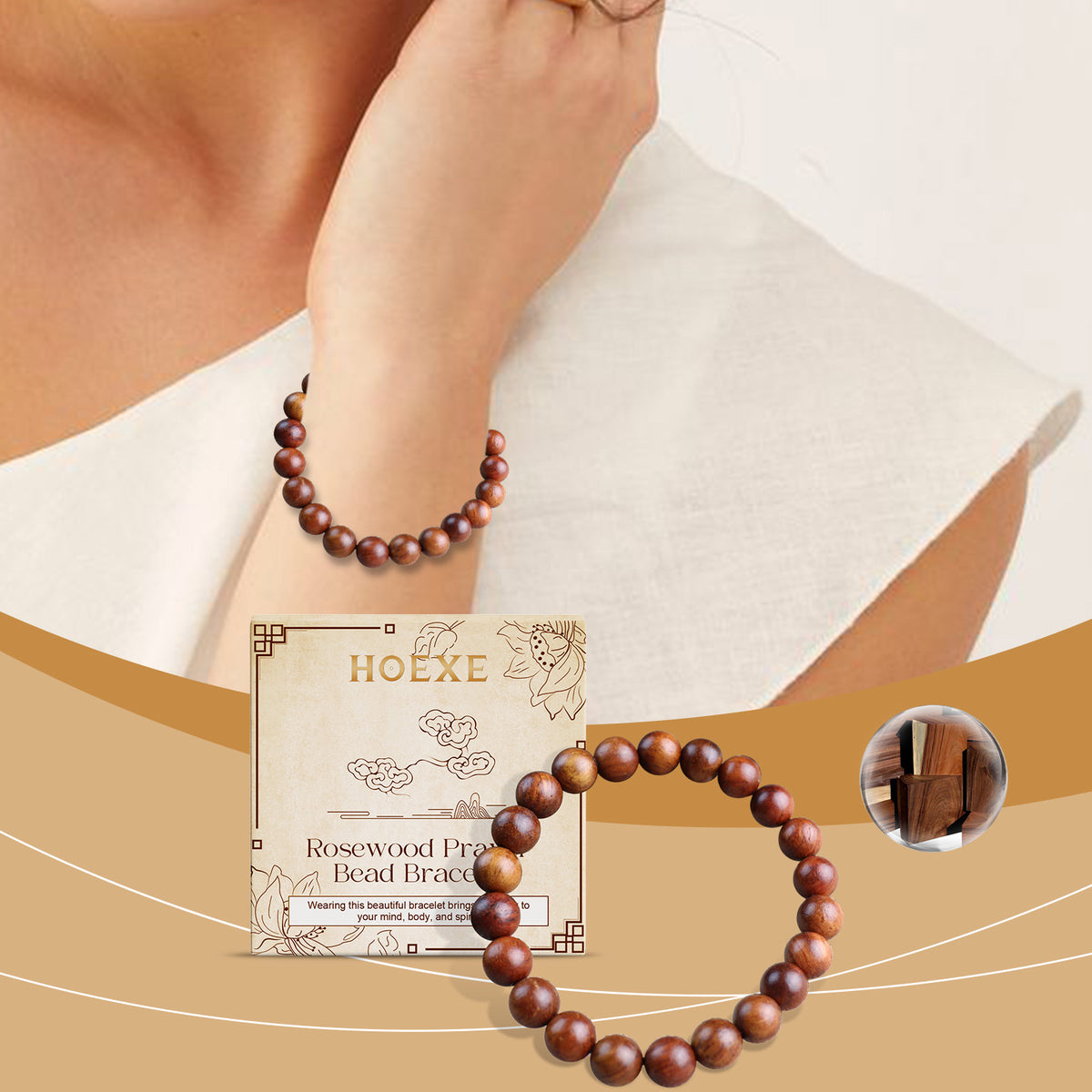 Rosewood Beaded Bracelet | Unisex Natural Wood