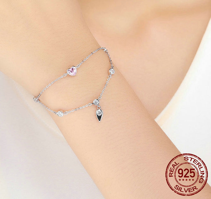 Sweetheart Zircon Bracelet in Platinum-Plated Sterling Silver