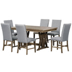 TOPMAX 7-Piece Extendable Dining Set, Golden Brown & Gray
