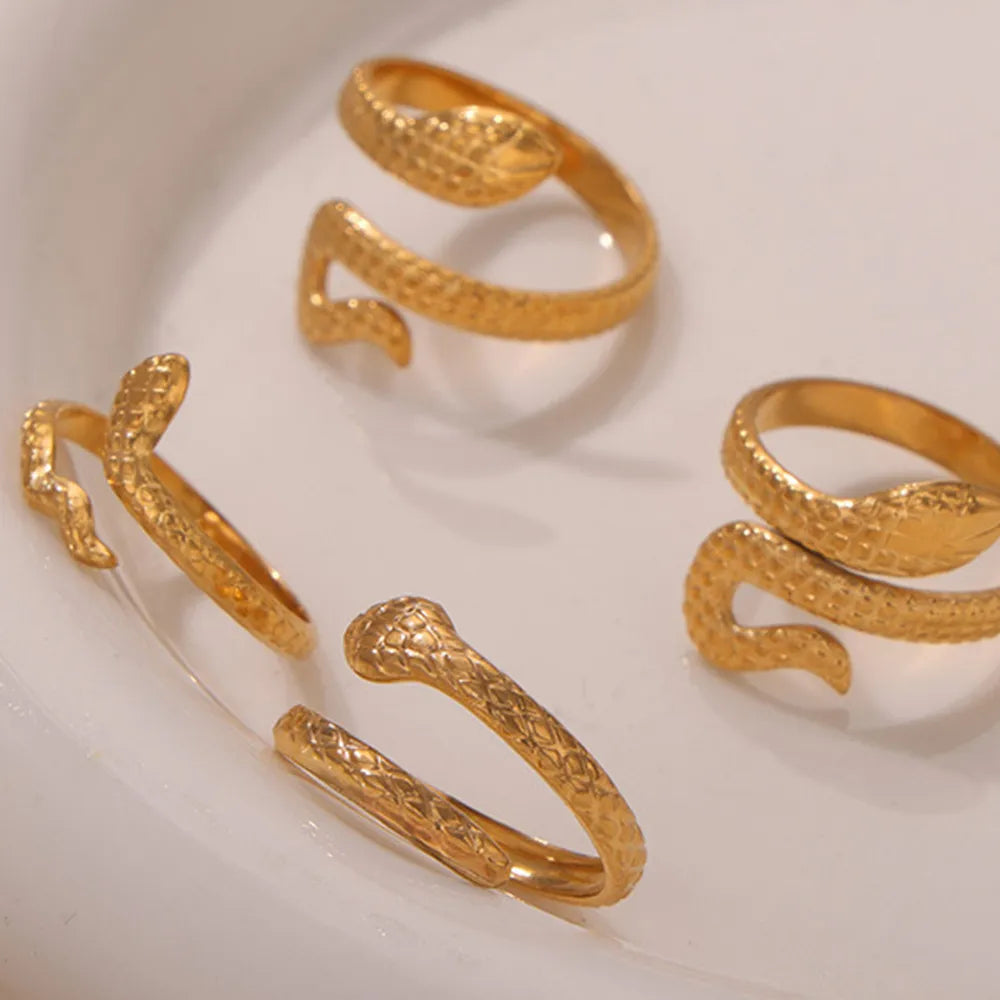 Snake-Inspired Titanium Steel Bypass Ring – Three Styles