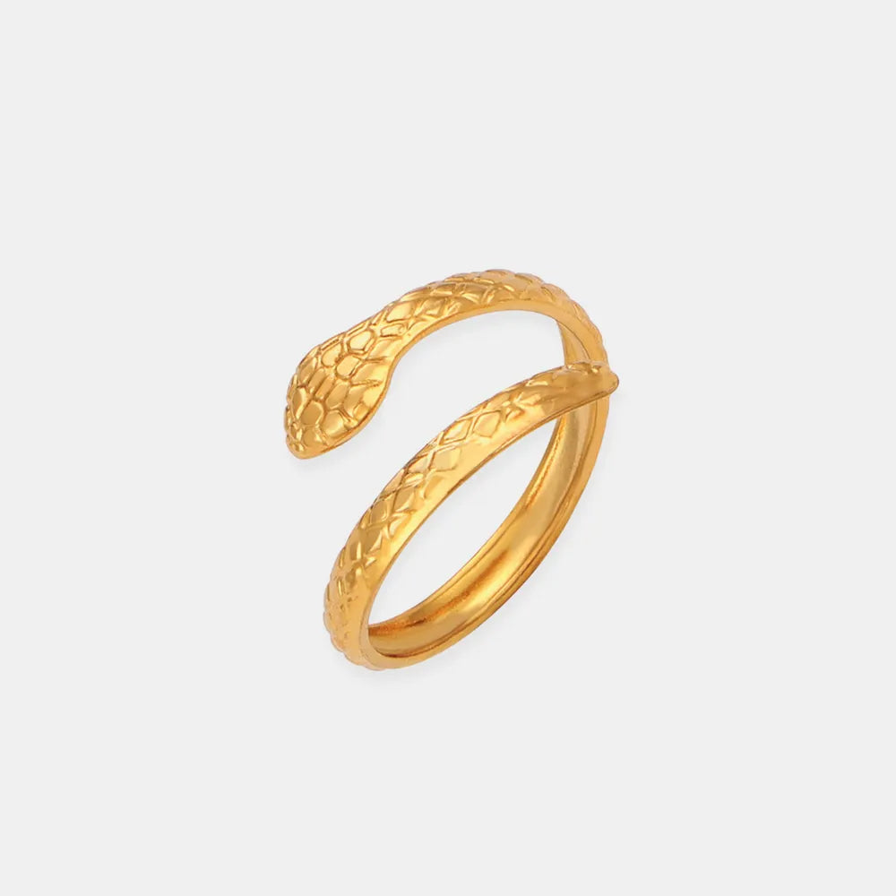 Snake-Inspired Titanium Steel Bypass Ring – Three Styles