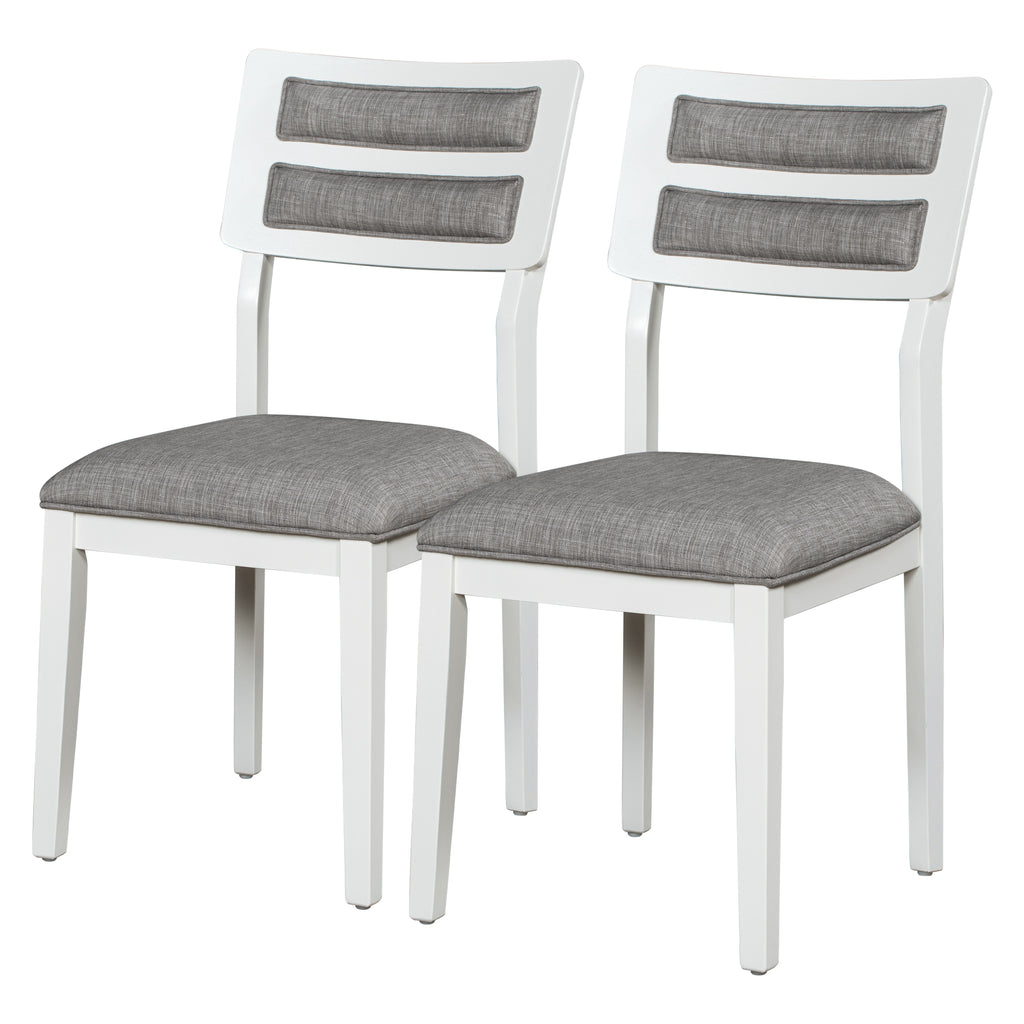 TREXM 6-Piece Dining Set with Table, 4 Chairs & Bench, White & Gray