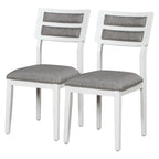 TREXM 6-Piece Dining Set with Table, 4 Chairs & Bench, White & Gray