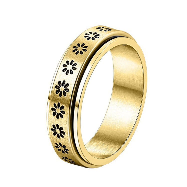 Sunflower Titanium Steel Ring – Four Color Combinations