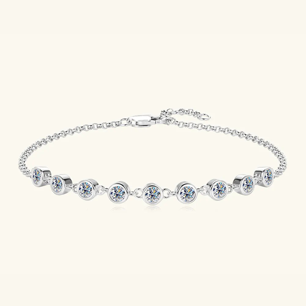 0.9-Carat Moissanite Sterling Silver Bracelet – 18.5 cm