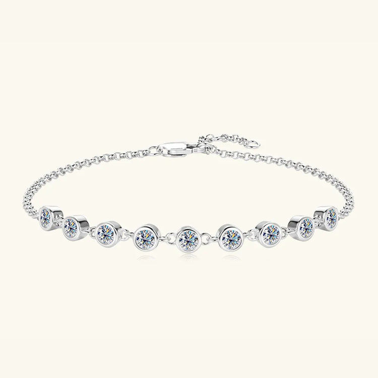 0.9-Carat Moissanite Sterling Silver Bracelet – 18.5 cm