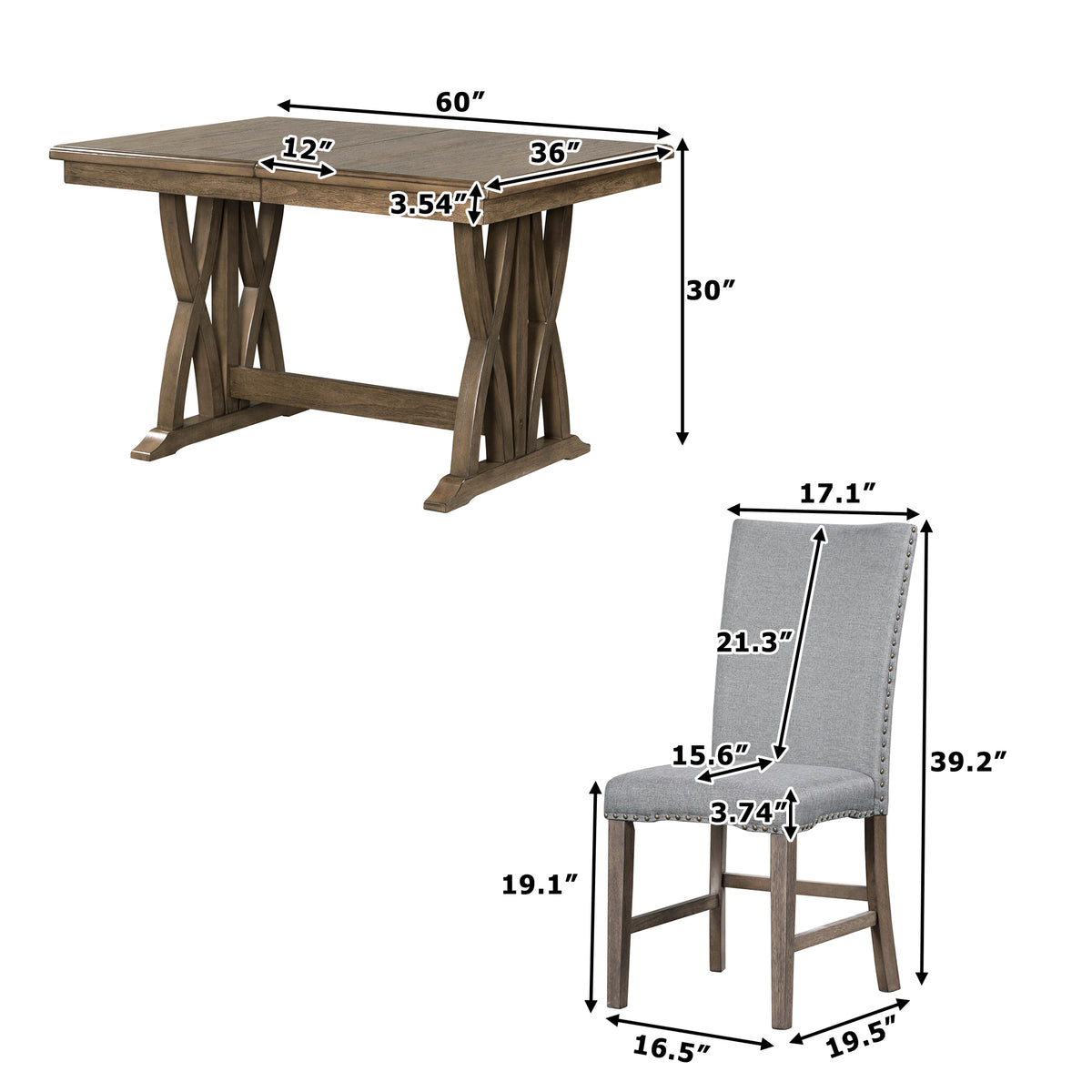 TOPMAX 7-Piece Extendable Dining Set, Golden Brown & Gray