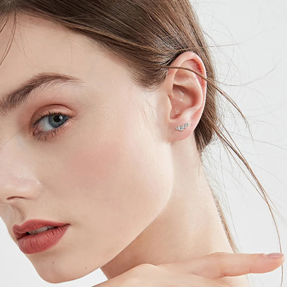 Moissanite Sterling Silver Stud Earring – 9.4 mm, Single