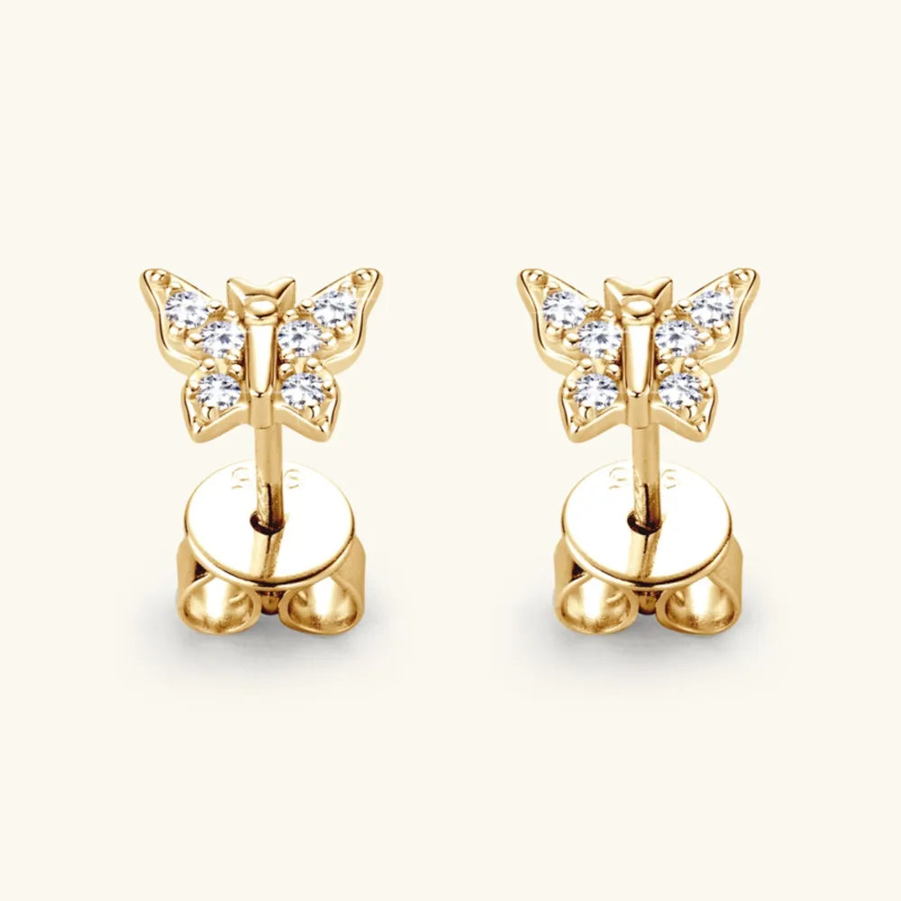 Moissanite Sterling Silver Butterfly Stud Earring – Single