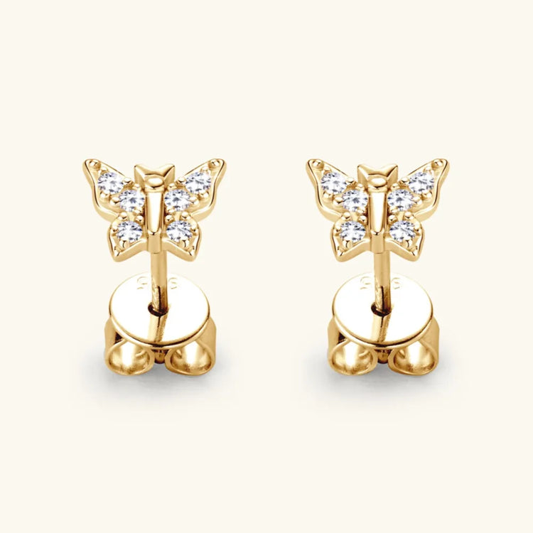 Moissanite Sterling Silver Butterfly Stud Earring – Single