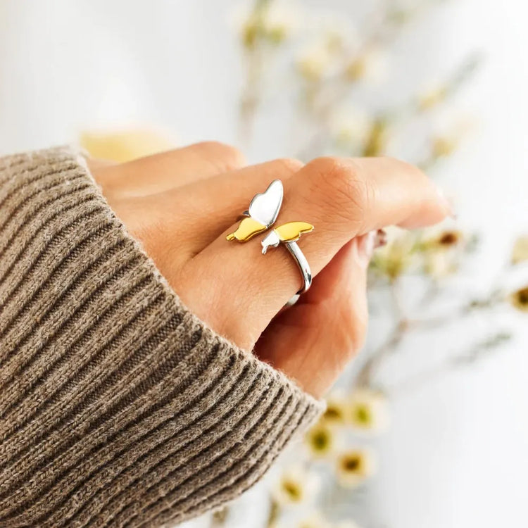 Adjustable Butterfly Ring in 925 Sterling Silver – Gold Tone