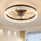 19.7-Inch Black Ceiling Fan with Dimmable LED Light & Remote