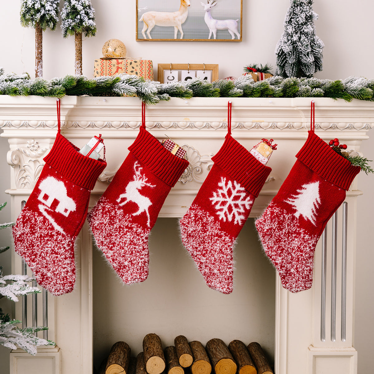 Patterned Fabric Christmas Stocking – 41 cm