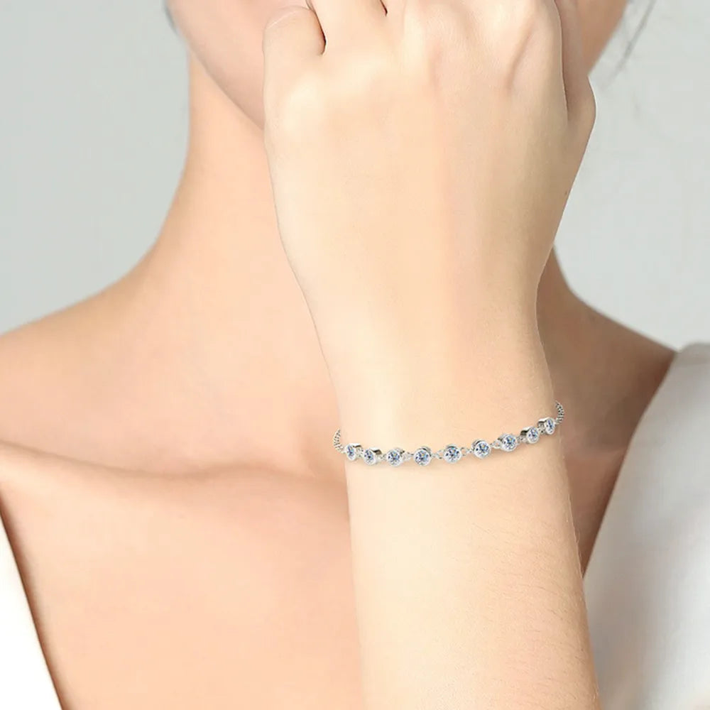 0.9-Carat Moissanite Sterling Silver Bracelet – 18.5 cm