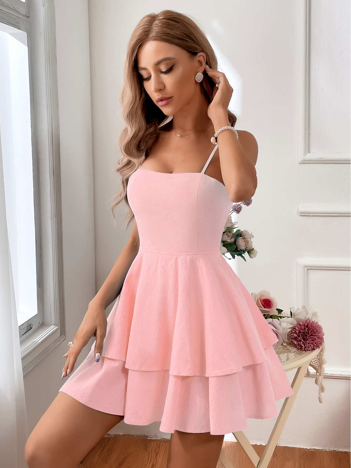 Women's Cotton Square-Neck A-Line Dress