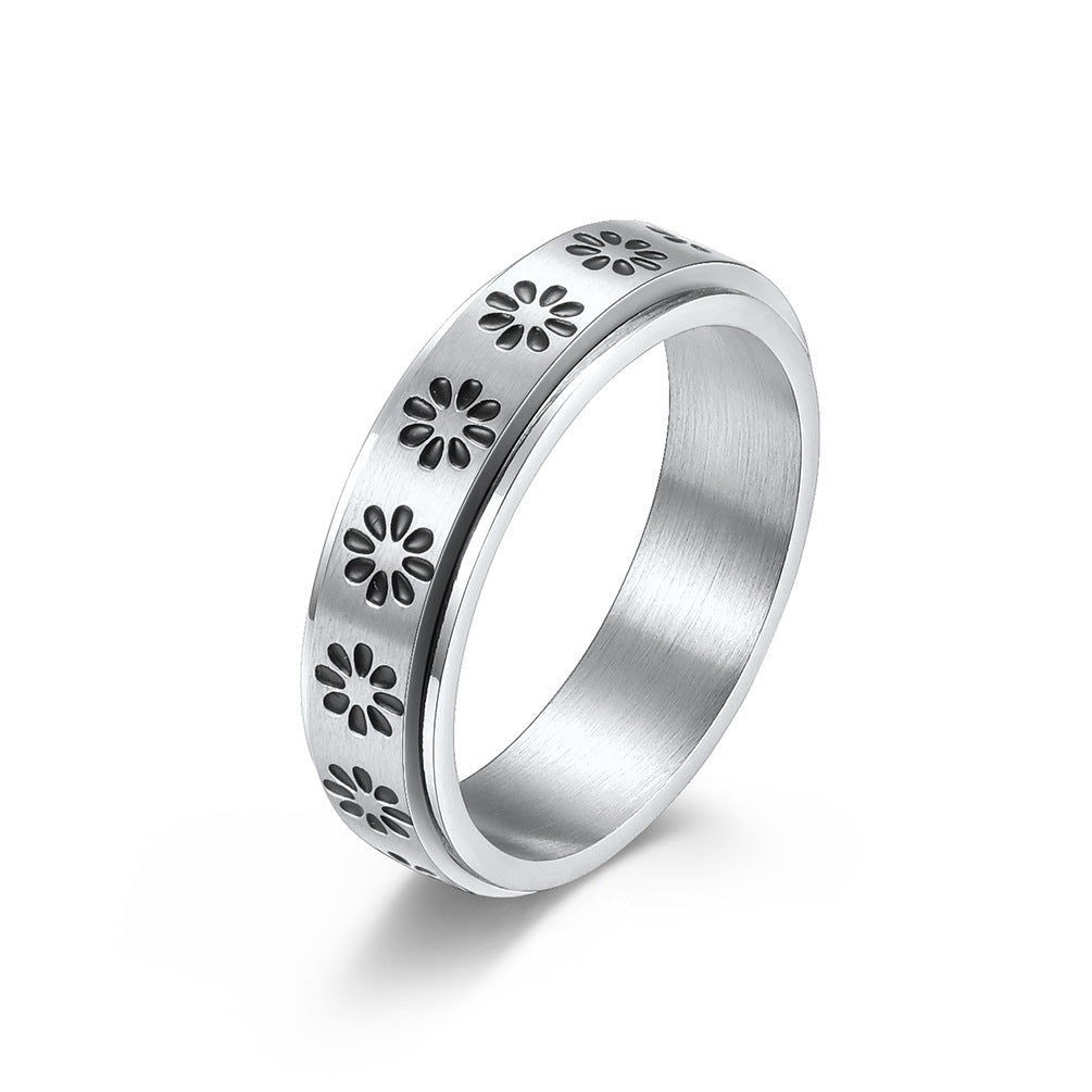 Sunflower Titanium Steel Ring – Four Color Combinations