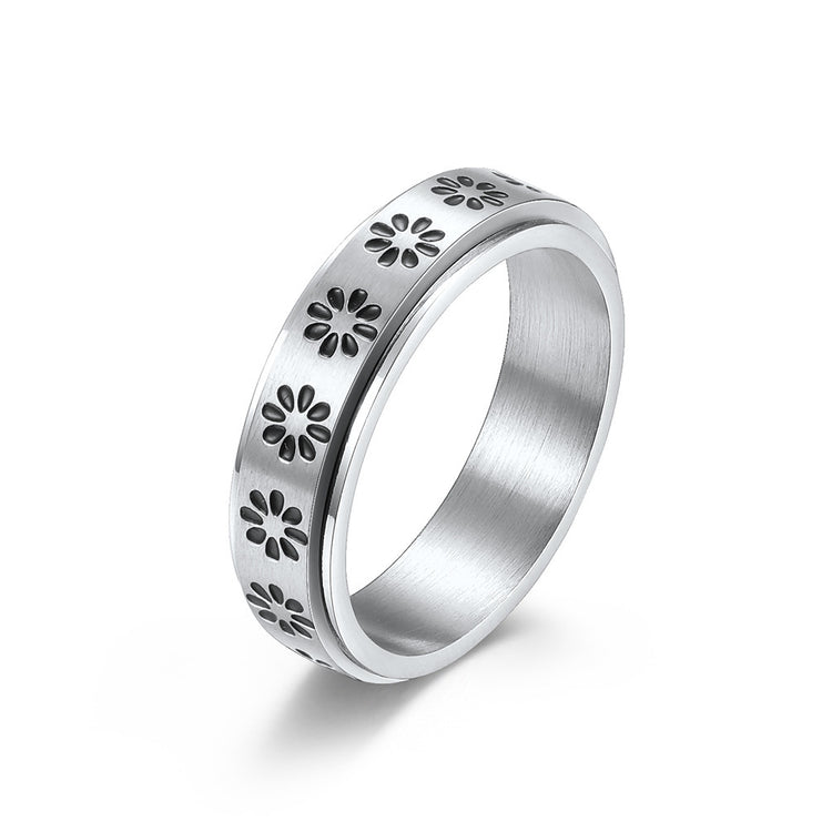 Sunflower Titanium Steel Ring – Four Color Combinations