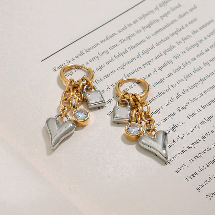 Heart-Shaped Stainless Steel Earrings – Gold Tone