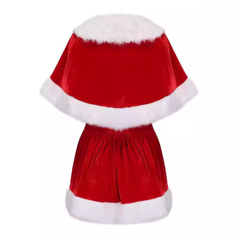 Women's Christmas Elf Costume – Dress, Shawl & Hat