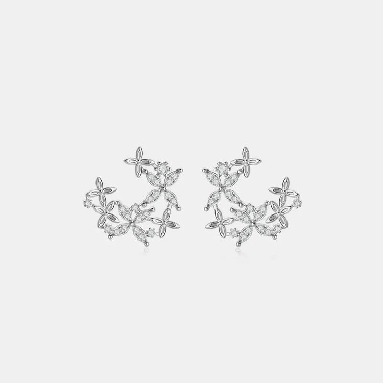 Lucky Clover Moissanite Earrings in 925 Sterling Silver